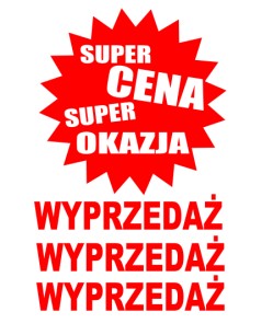 naklejki SUPER CENA i OKAZJA WYPRZEDAŻ 28cm sale