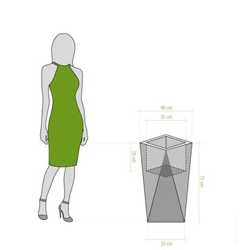 DONICA GEOMETRYCZNA LED ZIMNA DONICZKA PODŚWIETLANA 75 CM ZEWNĘTRZNA WEW.