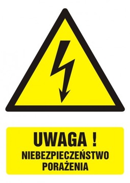 Uwaga! niebezpieczeństwo porażenia 5,25x7,4 PCV