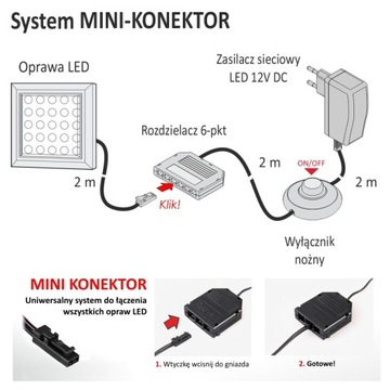 НАБОР из 6 точечных светильников LED SQUARE 1,5 Вт под шкаф