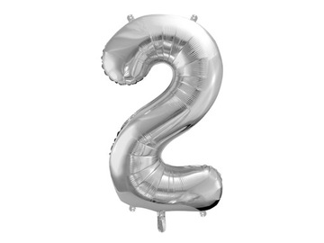 Balon foliowy na hel CYFRA 2 - srebrny - 100 cm