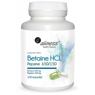 BETAINA HCL Betaine, Pepsyna 650/150 mg x 100 kap