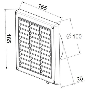 Решетка вентиляционная 14x14 выход fi 100 AWENTA T55