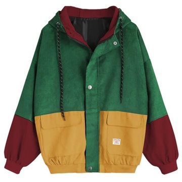 KURTKA PARKA SZTRUKSOWA PATCHWORK LATA 90' S
