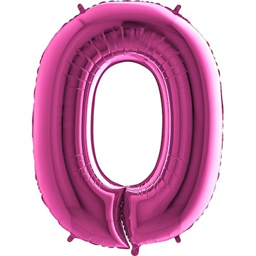 WŁOSKI BALON FOLIOWY NA HEL CYFRA 0 RÓŻOWA 100cm