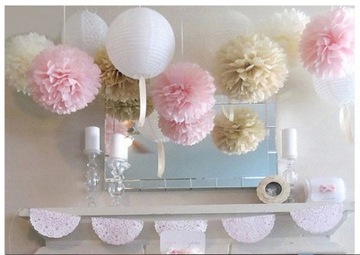 БУМАЖНЫЙ ПОМПОН, декоративный шар 25 см, кремовый