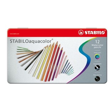 Kredki akwarelowe Stabilo Aquacolor 12 kolorów , metalowe etui
