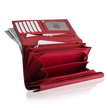 DÁMSKA PEŇAŽENKA KOŽENÁ Betlewski červená prémiová RFID darčeková krabička