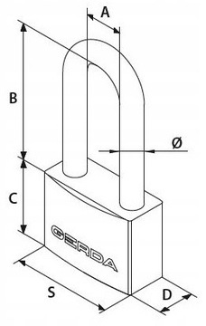 Замок навесной GERDA, чугун, длинная дужка, 40 мм