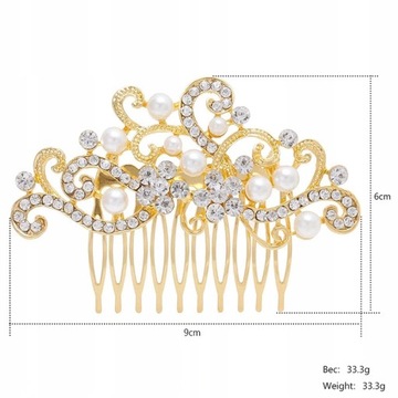 Гребень-тиара свадебный золотой кристалл цирконы
