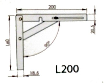 КРОНШТЕЙН УГЛОВОЙ, СЛОЖЕННЫЙ ПОД ПОЛКУ L 200 ЦВЕТ