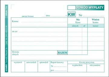 KW Квитанция об оплате зеленая ФОРМА EMEKO A6 774 ŁÓDŹ