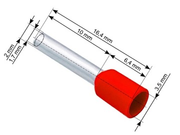 Zakończenie kabla tulejki 1,5mm czerwona100szt2559