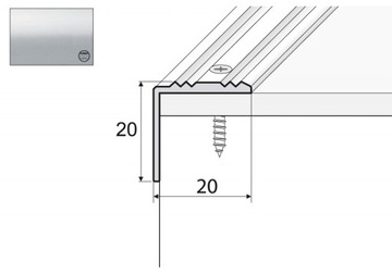 Kątownik aluminiowy A30, 180cm SREBRO 20x20mm