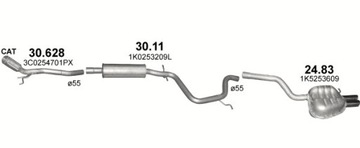 Концевой глушитель Skoda Octavia II +VW Jetta +Golf V Variant 1.9+2.0TDi