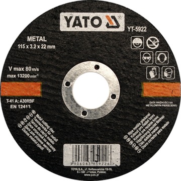 YATO TARCZA DO CIĘCIA METALU 125 X 1,2 X22 YT-5923