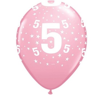 BALONY 5 NA PIĄTE URODZINY RÓŻOWE 11 CALI, 30 CM,