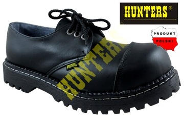 GLANY HUNTERS STEEL-NOSE 3-oczka NISKIE SKÓRA naturalna CZARNE 36