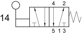 Ручной пневмоклапан 5/2 G1/2 с пружинным возвратом
