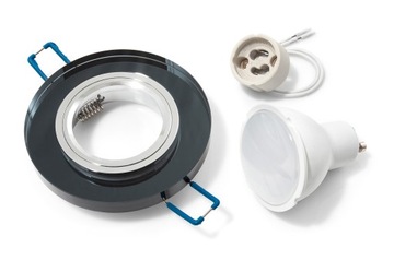 ZESTAW OPRAWA HALOGENOWA SZKLANA + LED 9W + GU10