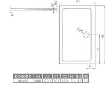 RADAWAY ПРЯМОУГОЛЬНЫЙ ДУШЕВОЙ ПОДДОН DOROS D 90x80x5см