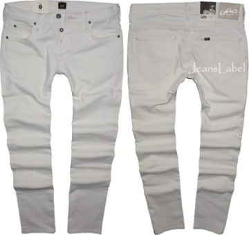 LEE POWELL jeansy biodrówki slim ECRU W28 L34