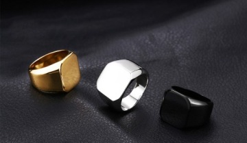 ЧЕРНЫЙ КЛАССИЧЕСКИЙ МУЖСКОЙ ПЕЧАТКА КОЛЬЦО СТАЛЬ 316L R.22