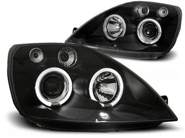 Фары передние FORD Fiesta MK6 BLACK LED диоды Кольца