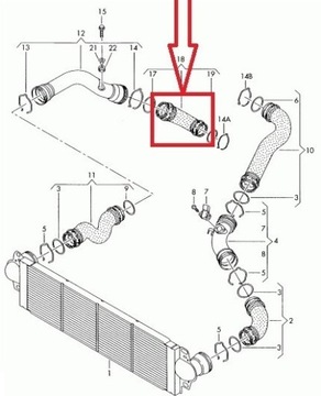 КАБЕЛЬ ТУРБО ИНТЕРКУЛЕРА VW T5 1.9 TDI 7H0145708H