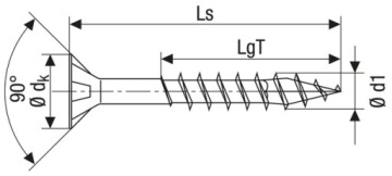 Винты SPAX из нержавеющей стали 6x60 мм T-STAR конусная часть.