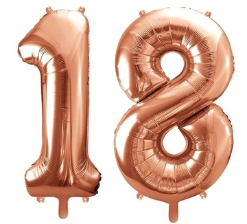 Balon foliowy cyfry18 różowe złoto 86 cm