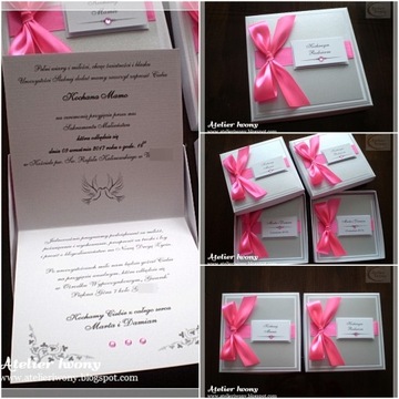 Zaproszenie ślubne w pudełku dla RODZICÓW kokarda prośba o błogosławieństwo