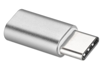 MINI ADAPTER MICRO USB - USB C PRZEJŚCIÓWKA TYP-C WIREWAY SOLIDNY METALOWY