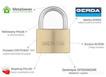 Замок навесной GERDA Z40 латунь KMZ