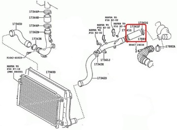 TOYOTA COROLLA VERSO AVENSIS T25 2,0 2,2 TRUBKA WAZ PŘÍVOD TURBO INTERCOOLER