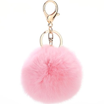 POMPON BRELOK NATURALNE FUTERKO KEYCHAIN ZAWIESZKA