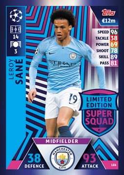 karta Champions league 18/19 2019 limited sane