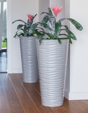 ЦВЕТОЧНЫЙ ГОРШОК СО ВСТАВКОЙ SAHARA SLIM FLOWER POT 30 высота 56см диаметр 30см БЕЛЫЙ