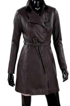 Dvojradový Dámsky kožený kabát vo farbe hnedá DORJAN WIA123 XXL