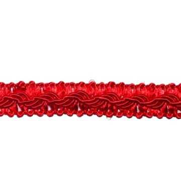 Taśma ozdobna PLECIONA CZERWONA 1mb 12mm TWB-12