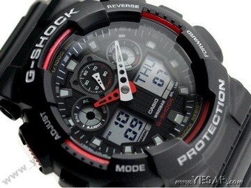 Czarny sportowy zegarek męski na pasku Casio G-Shock GA-100 1A4ER +GRAWER