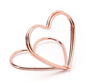 Stojaki na winietki weselne stojaczki serca różowe złoto rosegold 10szt.
