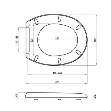 ТРАДИЦИОННОЕ СИДЕНЬЕ ДЛЯ УНИТАЗА ИЗ ДЮРОПЛАСТА МЕТАЛЛИЧЕСКИЕ ПЕТЛИ SANIT-PLAST 42х36СМ