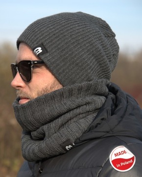 KLASYCZNY ZESTAW CZAPKA BEANIE KOMIN PROMOCJA W7