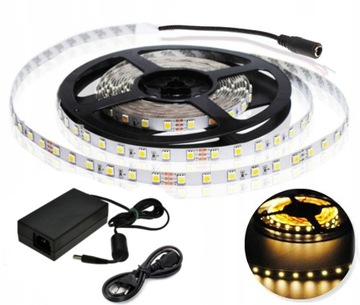 TAŚMA LED 60x 5050 14,4W BIAŁA CIEPŁA 2m +ZASILACZ