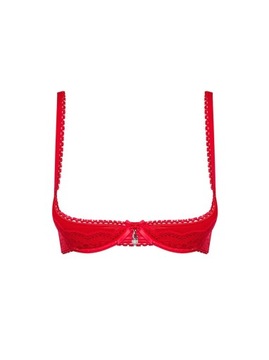 OBSESSIVE LOVICA BRA Seksowny Półbiustonosz z Błyszczącą Ozdobą L/XL red