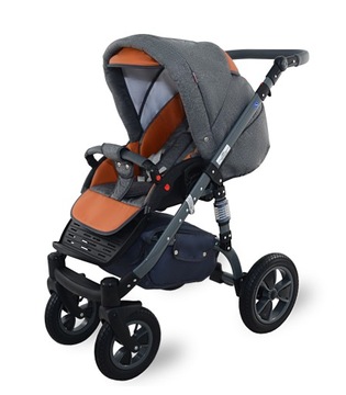 Детская коляска Dwarf I-XEO 3в1 лён+кожа+объём