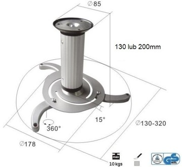 Uchwyt do Projektora Obrotowy 13/20cm Uniwersalny Optoma Vivitek Benq Inne