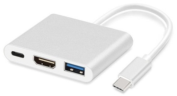 Адаптер 3в1 HUB USB-C HDMI 4K x 2K/30 Гц для смартфона MacBook