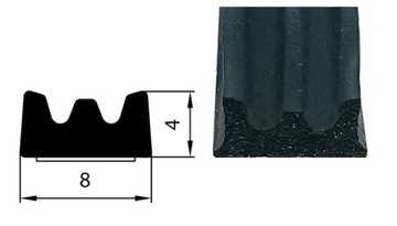 Уплотнитель оконный ЧЕРНЫЙ SD-33X 8x4